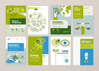 Foto op Canvas Set of brochure and annual report cover design templates of nature, green technology, renewable energy, sustainable development, environment. Vector illustrations for flyer layout, marketing material. © PureSolution