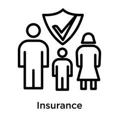 Insurance icon vector sign and symbol isolated on white background