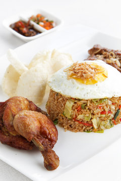 Fried rice, egg and meat