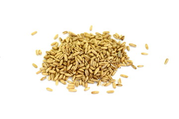 Rye grains isolated on white background