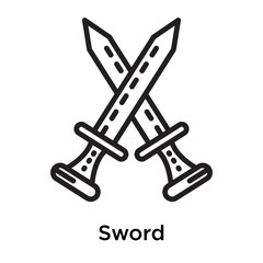 Sword icon vector sign and symbol isolated on white background