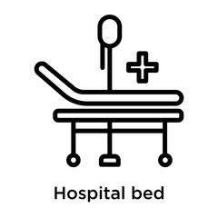 Hospital bed icon vector sign and symbol isolated on white background