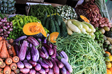  local tropical vegetables on local farmer market, Phuket-town, Phuket, Thailand