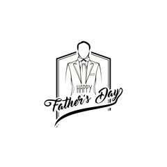 Fathers day card. Suit, Necktie. Fathers day symbols. Dad greeting. Happy Fathers day text. Vector.