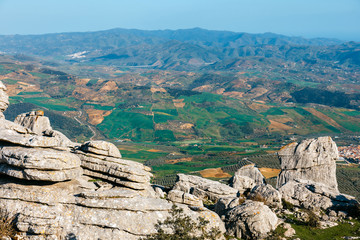 Karst landscape in El Torcal de Antequera natural park, Andalusia, Spain