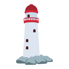 Lighthouse cartoon isolated vector illustration graphic design