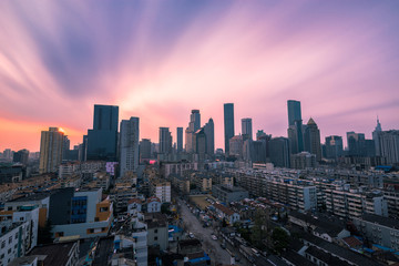 Naklejka na ściany i meble Skyline of Urban Nanjing City before Sunset