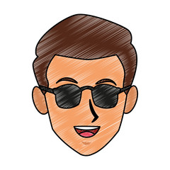 Manwith sunglasses face cartoon vector illustration graphic design