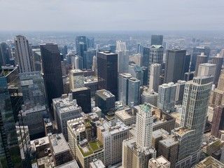 Beautiful aerial view of the Skyscraper buildings in the city of Chicago