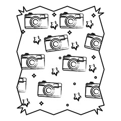 with photographic camera pattern over white background, vector illustration