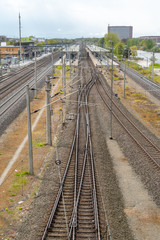 Fototapeta na wymiar Steel railroad tracks