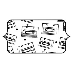 Fototapeta premium banner with Cassette pattern over white background, vector illustration