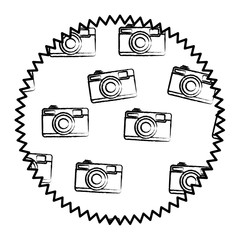 with photographic camera pattern over white background, vector illustration