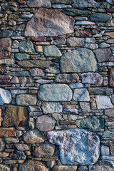 Stone foundation for vintage log cabin in blue ridge appalachia mountains