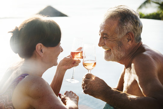 A honeymoon couple enjoying summertime