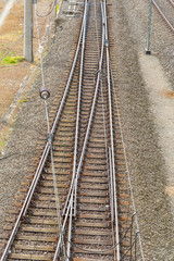Fototapeta premium Steel railroad tracks