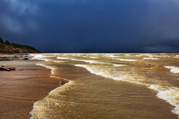 Stormy weather. Ob river, Novosibirsk region, Western Siberia, Russia