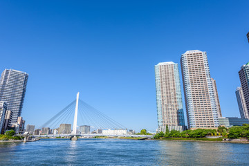 Obraz premium 隅田川沿いの高層マンション High-rise condominium in Tokyo