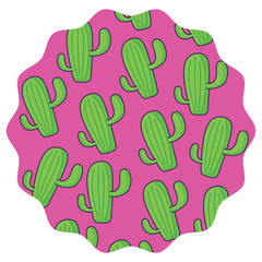 circular frame with cactus plant pattern over white background, vector illustration