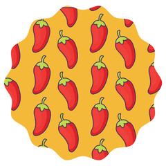 circular frame with chili pepper pattern over white background, vector illustration