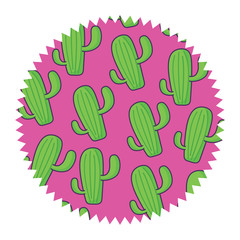 seal stamp with cactus plant pattern over white background, vector illustration