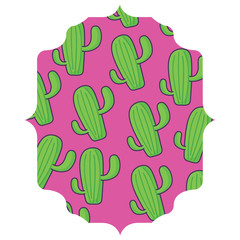 arabic frame with cactus plant pattern over white background, vector illustration