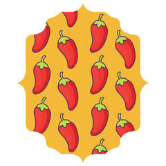 arabic frame with chili pepper pattern over white background, vector illustration