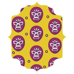arabic frame with wrestler mask pattern over white background, vector illustration