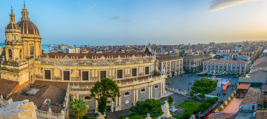 Aerial view of Piazza Duomo in Catania, Sicily, Italy