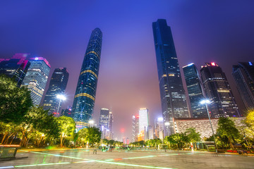 The night view of Guangzhou city building