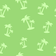 Green seamless pattern witn silhouettes palm tree. Vector illustration