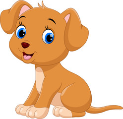 Cute little dog cartoon isolated on white background 