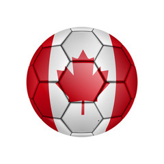 illustration of realistic soccer ball painted in the national flag of Canada for mobile concept and web apps. Illustration of national soccer ball can be used for web and mobile