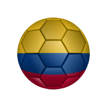 illustration of realistic soccer ball painted in the national flag of Colombia for mobile concept and web apps. Illustration of national soccer ball can be used for web and mobile