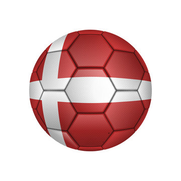 illustration of realistic soccer ball painted in the national flag of Denmark for mobile concept and web apps. Illustration of national soccer ball can be used for web and mobile