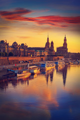 Fototapeta na wymiar Dresden skyline and Elbe river in Saxony Germany