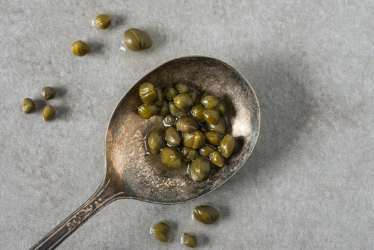 Capers on a Vintage Spoon