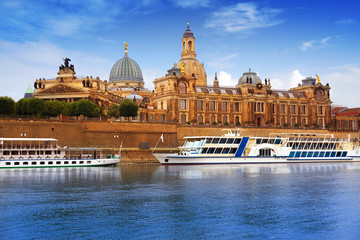 Dresden skyline and Elbe river in Saxony Germany