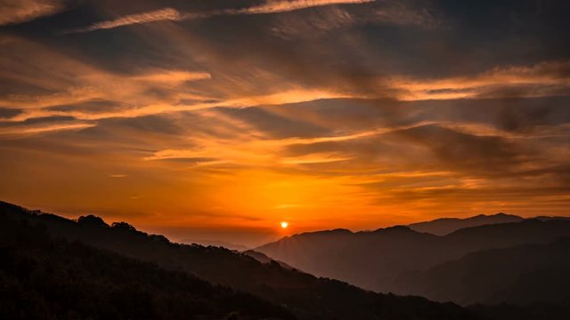 Sunrise of the Jeongnyeongchi in Jiri Mountain, Namwon-si, South Korea.