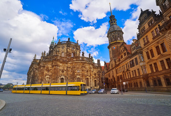 Obraz premium Dresden Residenzschloss and Hofkirche buildings