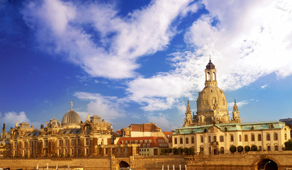 Naklejka premium Dresden skyline and Elbe river in Saxony Germany