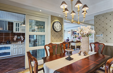 modern dining room and kitchen
