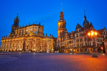 Dresden sunset Residenzschloss and Hofkirche