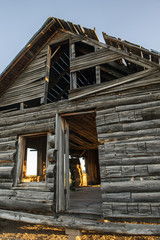 Fototapeta na wymiar Abandoned wood cabin in Dead Horse Ranch State Park, Arizona
