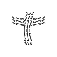 Cross Faith Chain Creative Abstract Symbolic Religious Logo, Catholic cross. Pictogram. Simple vector illustration on a white background.