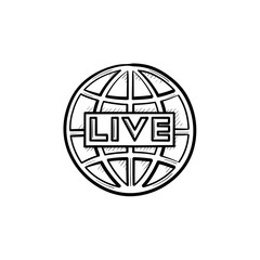 Live TV hand drawn outline doodle icon. Live broadcasting, hot news and television concept vector sketch illustration for print, web, mobile and infographics isolated on white background.