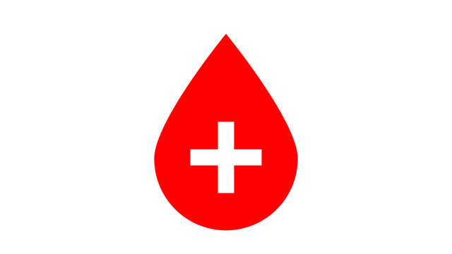 World Blood Donor Day, June 14. Red Blood drop with white cross sign.