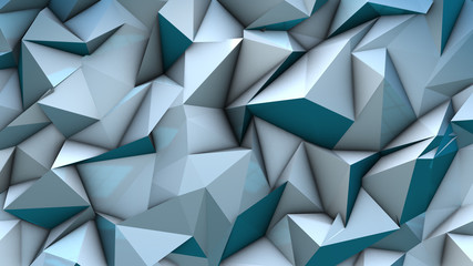 Fototapeta premium Blue modern 3d render background conceptual low poly design