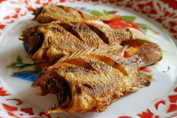 close up hot fried fish 