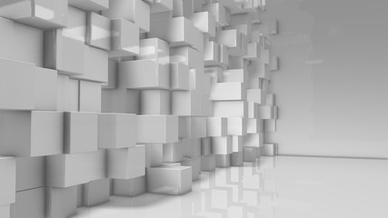 virtual set white 3D cube render geometric pattern graphic background